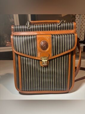 Jackson Rowe Striped Crossbody with Tan Leather Trim